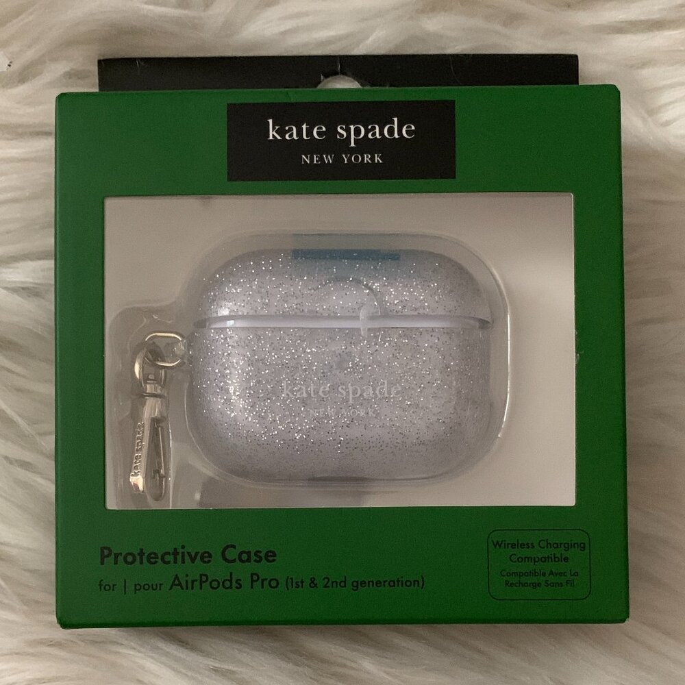 KATE SPADE Metallic Glitter Airpods Pro Protective Case with Carabiner